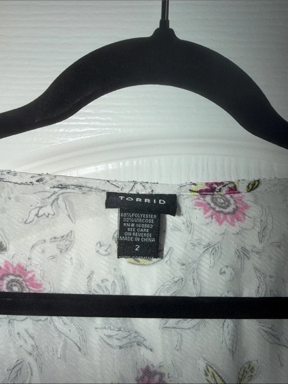 torrid White Floral Wrap Babydoll with Pink Accents